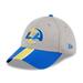 Men's New Era Heather Gray/Royal Los Angeles Rams Striped 39THIRTY Flex Hat