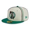 Men's New Era Cream/Kelly Green Boston Celtics Piping 2-Tone 59FIFTY Fitted Hat