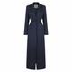 Women's Blue Saleha Navy Belted Satin Maxi Trench Blazer Coat Medium Sameera