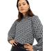 Plus Size Women's Pleated Blouson Sleeve Blouse by ellos in Black White Geo (Size 30/32)