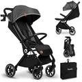 LIONELO Cloe Folding Pushchair up to 22 kg, Adjustable Backrest Sleep Function, 5-Point Harness, Large Swivel Wheels, Mosquito Net, Cup Holder, Lightweight, Compact, Waterproof (Grey)