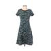 Talbots Casual Dress - A-Line Crew Neck Short sleeves: Teal Marled Dresses - Women's Size 2 Petite