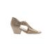 SOUL Naturalizer Wedges: Slip-on Stacked Heel Boho Chic Tan Print Shoes - Women's Size 9 1/2 - Open Toe