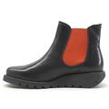 Fly London Women's Salv Chelsea Boots, Black Orange Elastic, 7 UK