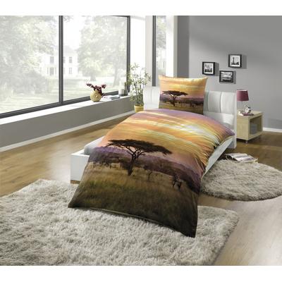 Bettwäsche KINZLER "Fotodruck-Bettwäsche "Savanne", bunt, B/L: 135cm x 200cm, , Microfaser, B/L: 80cm x 80cm, Microfaser, Obermaterial: 100% Polyester, Bettwäsche, Pflegeleicht Image