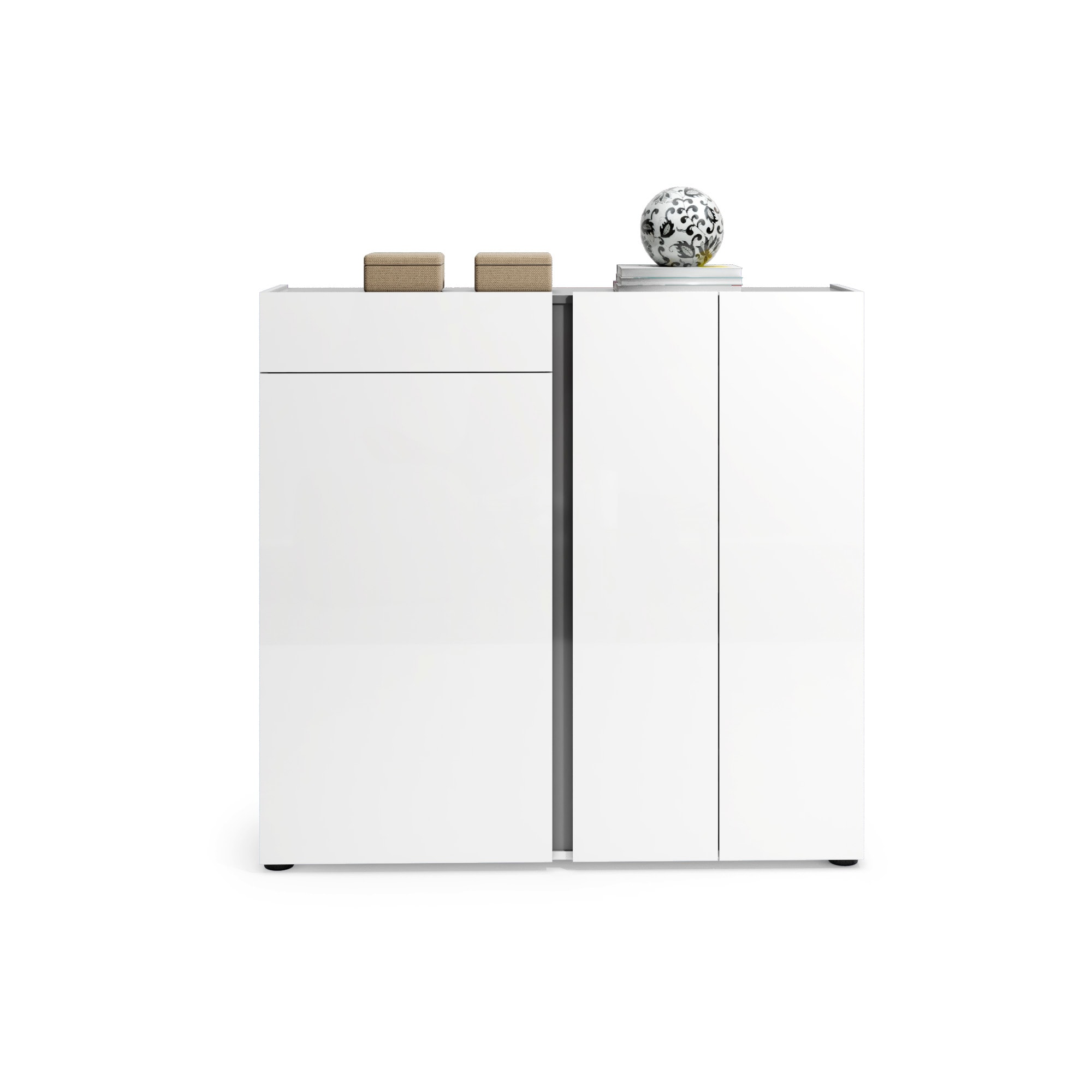 Schuhschrank INOSIGN "Atrium", weiß (weiß hgl, anthrazit matt), B:120cm H:115cm T:34cm, Spanplatte, Schränke, Schuhschrank