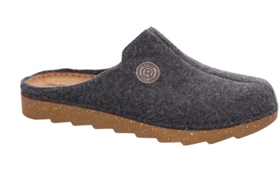 Pantoffel ROHDE "FOGGIA-H", Herren, Gr. 42, grau (anthrazit), Filz, meliert, Klassisch, Schuhe, Hausschuh, Clog, Schlappen mit Label