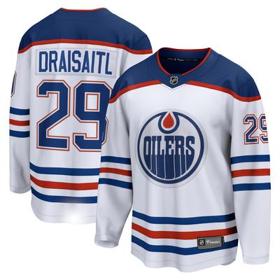 Edmonton Oilers Fanatics Branded Auswärtstrikot Breakaway - Weiß - Leon Draisaitl - Herren Image