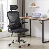 Inbox Zero Killam Ergonomic Office Chair Adjustable Height Headrest Desk Back w/ Armrest Lumbar Support Swivel Chair Upholstered/Mesh | Wayfair