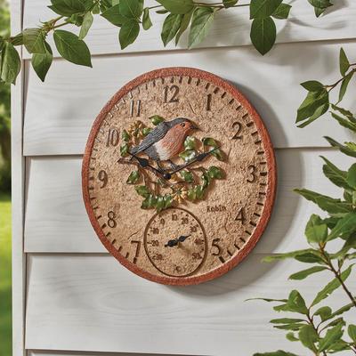 Robin Garden Clock And Thermometer