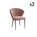 Lot de 2 chaises velours rose vintage pieds velours assortis