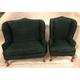 1/12th dolls house scale Victorian wing backed soda and chair suite Dark green . Handmade .Pan Miniatures