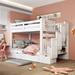 Full Over Full Bunk Bed with Storage Drawers,Wood Full Bed Frame with Staircase,White