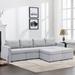 Linen Fabric Module Sectional Sofa Set 4 Seater U-shape Couch Set for Living Room Sofa with 2 Movable Ottoman Couch LIGHT GREY