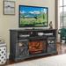 Dark Oak Electric Fireplace TV Stand TV Console with Door Sensor - 60.00" x 15.75" x 32.00"