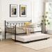 Modern 2 in 1 Metal Twin Size Sofa Bed Daybed with Pull Out Trundle for Kids Teens