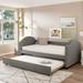 Full Upholstered Daybed w/Trundle for Living Room,Home Furniute w/Sofa Bed Design,Solid Wood Bedframe w/Wood Slat Support, Grey