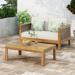 Linwood Acacia Wood and Wicker Outdoor Loveseat and Coffee Table Set with Cushions by Christopher Knight Home