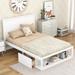 Full Bed Frame w/Headboard & Drawers, Wood Full Bed Frame w/Storage, Platform Bed Frame Full w/Shelf on The End of The Bed,White