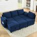 6 Piece Modular Chesterfield Sofa Set Convertible Couch Bed Corduroy Velvet Built-in Storage Sofa, for Living Room, Bedroom Etc
