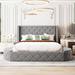 Upholstered Platform Bed Queen Size Storage Velvet Bed with Wingback Headboard and 1 Big Drawer,2 Side Storage Stool