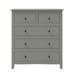 5 Drawers Solid Wood Chest Nightstand Dresser with Brushed Nickel Hooded Pulls and Tapered Wood Legs for Kid Room, Gray