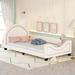 Twin Daybed, Pink Upholstered Bed w/Carton Ears Shaped Headboard,White