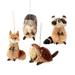 Kurt Adler 3.5-6 Inch Buri Woodland Animal 4-Piece Ornament Set