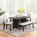 Modern 6 Piece Dining Set Rectangular Dining Table, Four Soft Fabric Dining Chairs and One Bench, for Dining Room, Home Office