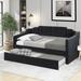 Twin Size Upholstered Daybed with Trundle, Solid Wood Platform Bed Frame for Bed Room, Living Room, Linen Finish