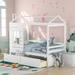 Twin Size House Bed For Kids,Twin Bed Frame with Drawers For Compact Space,White