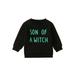 Qtinghua Infant Toddler Baby Boy Halloween Sweatshirt Long Sleeve Letter Print Pullover Tops Fall Clothes Black Green 2-3 Years