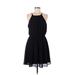Mi ami Casual Dress - Mini Halter Sleeveless: Black Print Dresses - Women's Size Medium