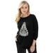 Plus Size Women's Holiday Motif Pullover by Jessica London in Silver Christmas Tree (Size 14/16) Christmas Made in the USA