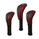 3Pcs Golf Club Head Covers Fashion PU Leather Thick Golf covers Set Black Red