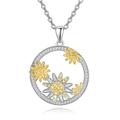 KINGWHYTE Daisy Necklace 925 Sterling Silver Necklace Daisy Pendant Necklace Daisy Gift For Women Girls Gift