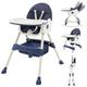 High Chair Adjustable Folding Baby Chair with Multiple Height and 3 Position Backrest Rocking Chair Reclining Seat 3in1 Convertible High Chair Sturdy Portable Travel Friendly Highchair