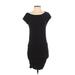 James Perse Casual Dress - Bodycon Boatneck Short sleeves: Black Solid Dresses - Women's Size Small