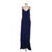 ViX by Paula Hermanny Casual Dress V Neck Sleeveless: Blue Solid Dresses - Women's Size Medium