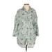 Zara Casual Dress - Shirtdress Collared 3/4 sleeves: Green Paisley Dresses - Women's Size X-Small - Paisley Wash