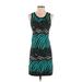 Banana Republic Issa London Collection Casual Dress - Mini Scoop Neck Sleeveless: Teal Zebra Print Dresses - Women's Size X-Small