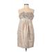Alexia Admor Cocktail Dress - Mini Strapless Sleeveless: Tan Print Dresses - Women's Size Medium