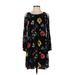 Old Navy Cocktail Dress - Shift Cold Shoulder 3/4 sleeves: Black Floral Dresses - Women's Size P