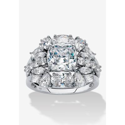 Women's 4.56 Tcw Platinum-Plated Sterling Silver Cubic Zirconia 2-Piece Jacket Bridal Ring Set by PalmBeach Jewelry in Silver (Size 7)