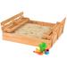 27 Ib. Gymax kids 50.1" x 46.4" Solid Wood Square Natural Sandbox w/ Cover Wood/Solid Wood in Brown | 46.4 H x 50.1 W x 50.1 D in | Wayfair