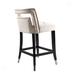 Mercer41 Suede Velvet Barstool w/ nailheads Dining Room Chair 2 pcs Set - 26 inch Seater height in White/Brown | Wayfair