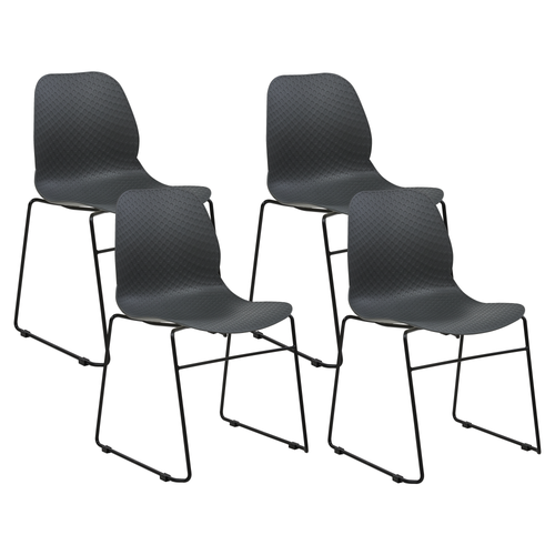 Esszimmerstühle 4er Set Schwarz aus Kunststoff Ohne Armlehnen Modernes Design Stapelbar Konferenzstühle für Esszimmer Büro