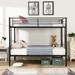 Twin Over Twin Bunk Bed, Metal Structure Bed Frame with Safety Guardrails & 2 ladders, Can Be Divided into 2 Separate Beds