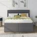 Queen Size Linen Upholstered Platform Bed with 2 Storage Underneath, Wood Storage Bedframe with Headboard, No Box Spring Needed