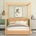 Solid Pinewood Canopy Bed Frame Full Size, 4-Post Canopy Platform Bed